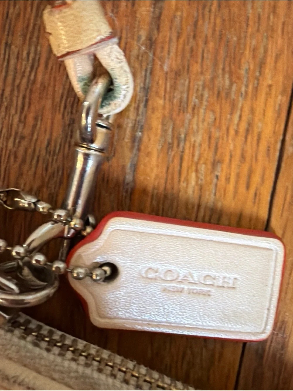 Coach Vinyl Leather Trim Purse Wallet Wristlet Read  signature print